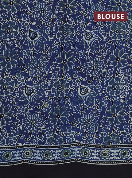 Modal silk saree indigo blue and black with allover ajrakh prints and printed border