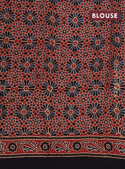 Modal silk saree maroon and black with allover ajrakh prints and printed border