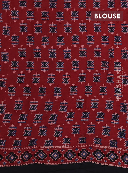 Modal silk saree maroon and coffee brown with allover ajrakh prints and printed border