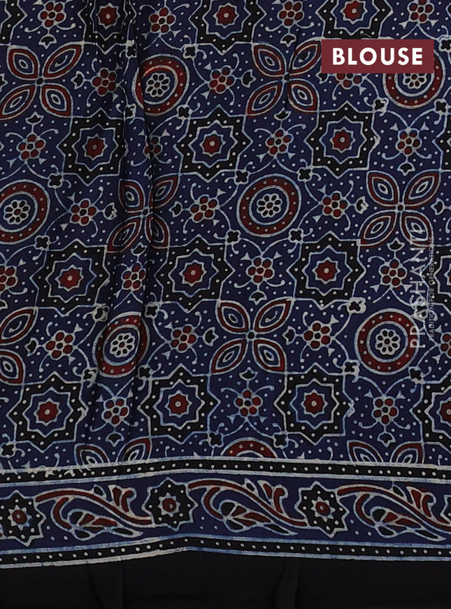 Modal silk saree blue with allover ajrakh prints and printed border