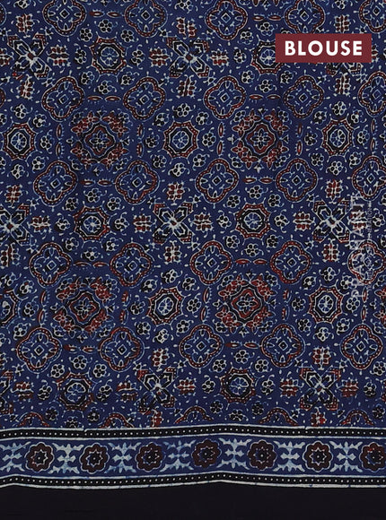 Modal silk saree blue and black with allover ajrakh prints and printed border