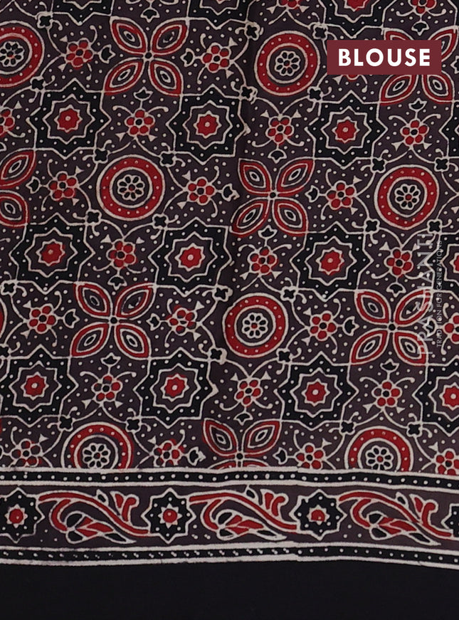 Modal silk saree brown and black with allover ajrakh prints and printed border