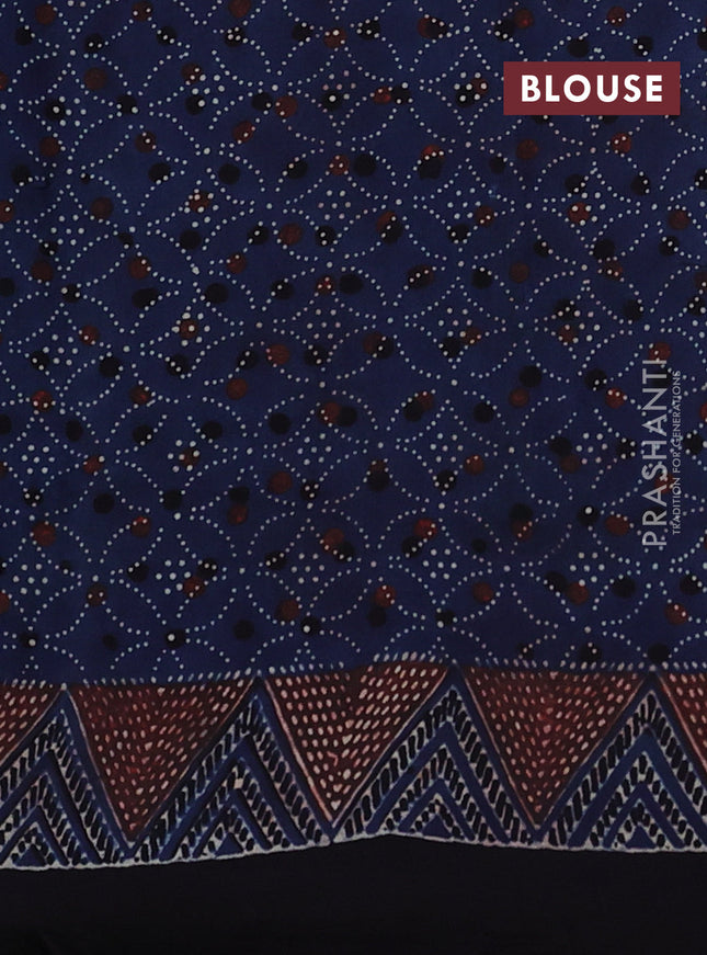 Modal silk saree blue and black with allover ajrakh prints and printed border