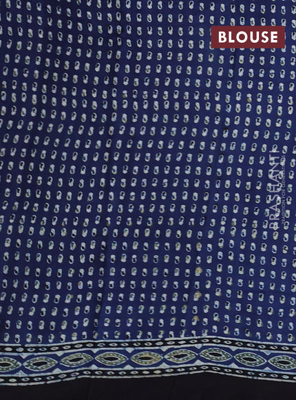 Modal silk saree blue and black with allover ajrakh prints and printed border