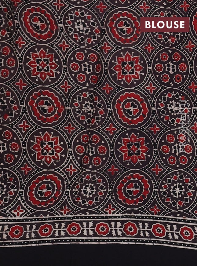 Modal silk saree brown and black with allover ajrakh prints and printed border