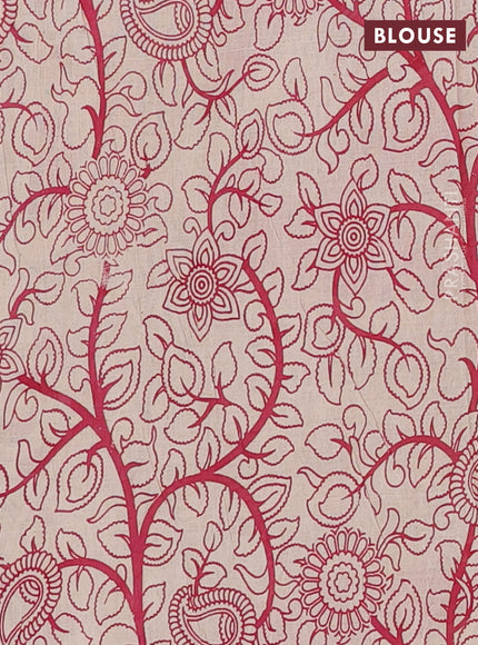 Kalamkari cotton saree black and pink with allover prints and printed border