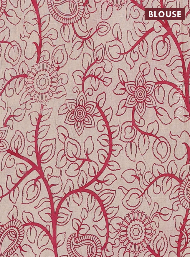 Kalamkari cotton saree black and pink with allover prints and printed border