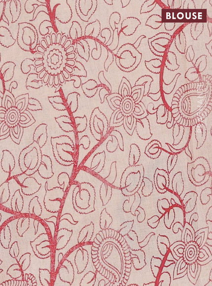 Kalamkari cotton saree beige and maroon with allover prints and printed border