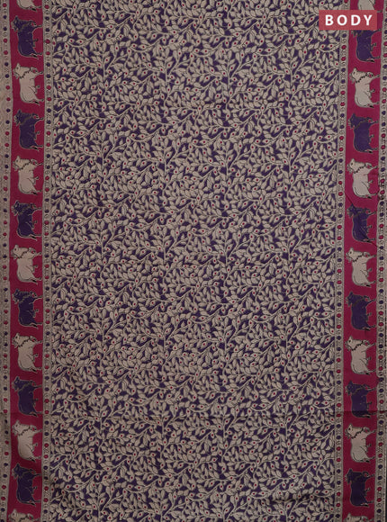 Kalamkari cotton saree violet and pink with allover prints and pichwai border