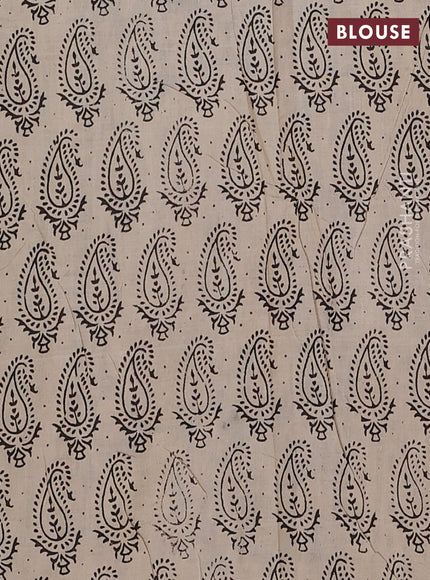 Kalamkari cotton saree black and beige with allover prints and printed border