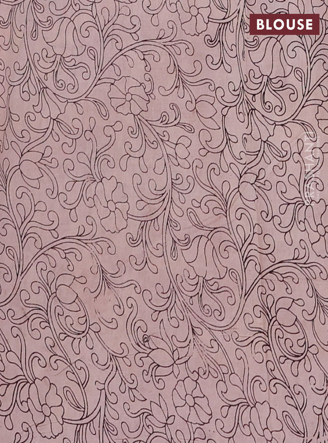 Kalamkari cotton saree wine shade and maroon with allover prints and printed border