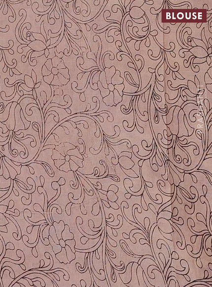 Kalamkari cotton saree yellow and maroon with allover prints and printed border