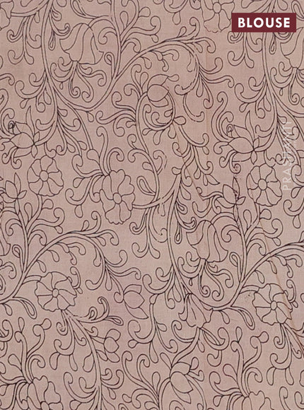 Kalamkari cotton saree black and maroon with allover prints and printed border