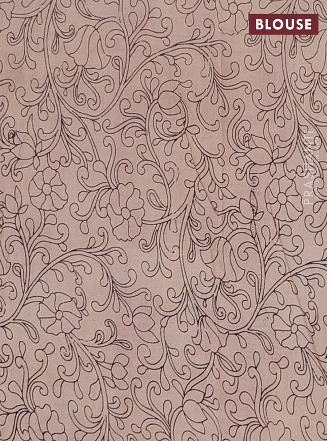 Kalamkari cotton saree black and maroon with allover prints and printed border