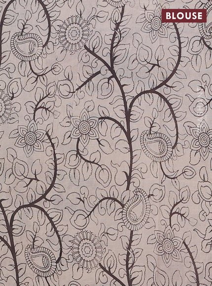 Kalamkari cotton saree black and beige with allover prints and printed border