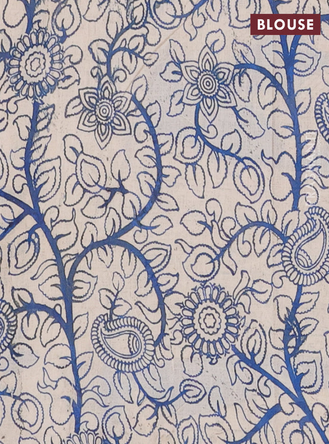 Kalamkari cotton saree pink shade and blue with allover prints and printed border