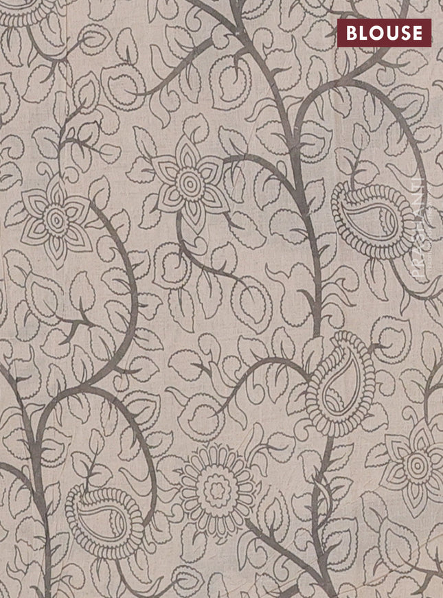 Kalamkari cotton saree blue and grey with allover prints and printed border