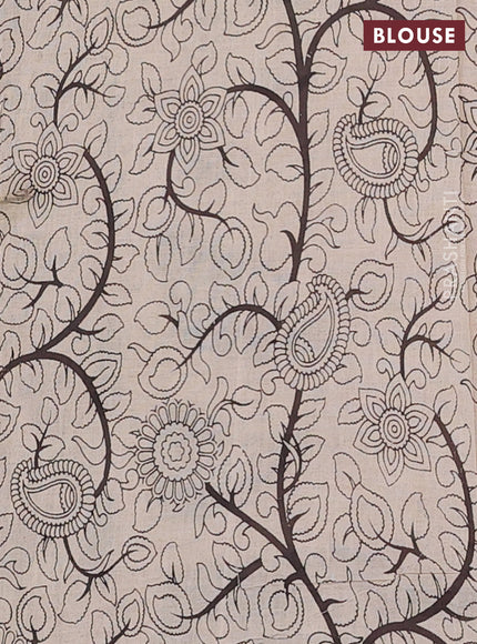 Kalamkari cotton saree black and beige with allover prints and printed border