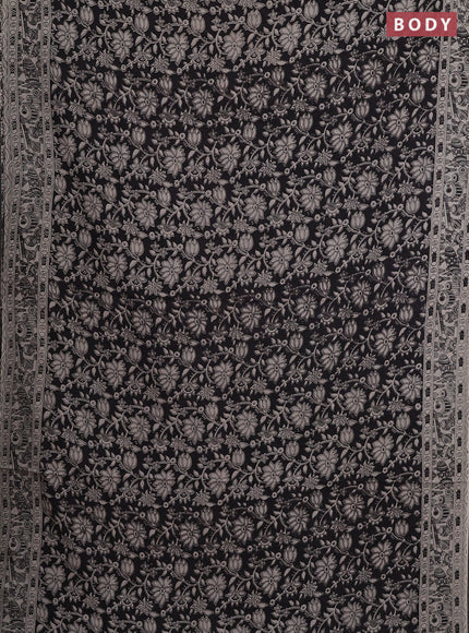 Kalamkari cotton saree black and beige with allover prints and printed border