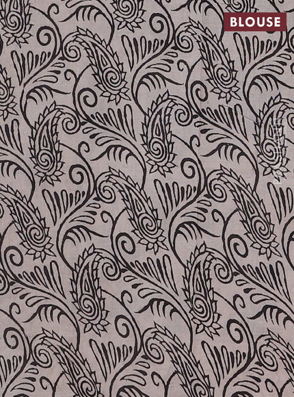 Kalamkari cotton saree black and beige with allover prints and printed border