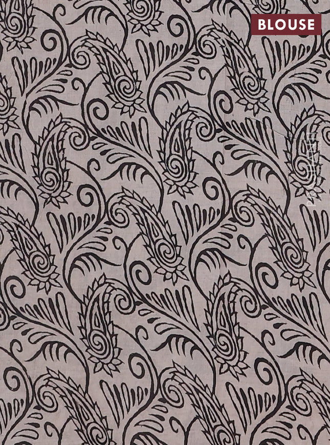 Kalamkari cotton saree black and beige with allover prints and printed border