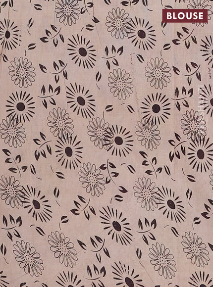 Kalamkari cotton saree beige and black with allover prints and printed border