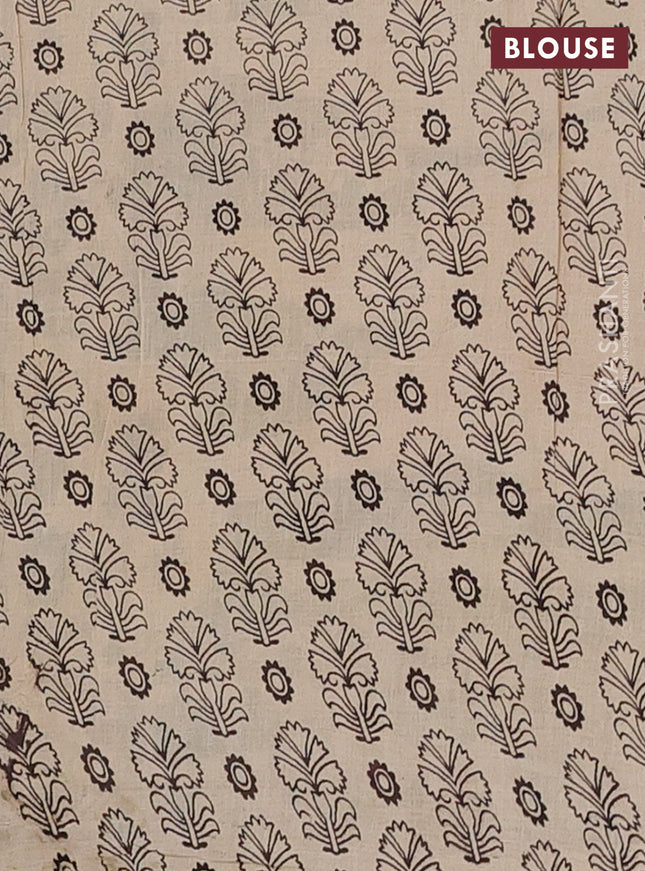 Kalamkari cotton saree green and light green with allover prints and printed border