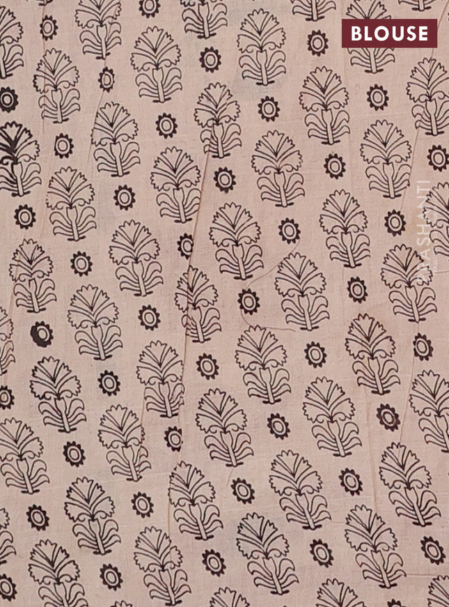 Kalamkari cotton saree maroon and black with allover prints and printed border