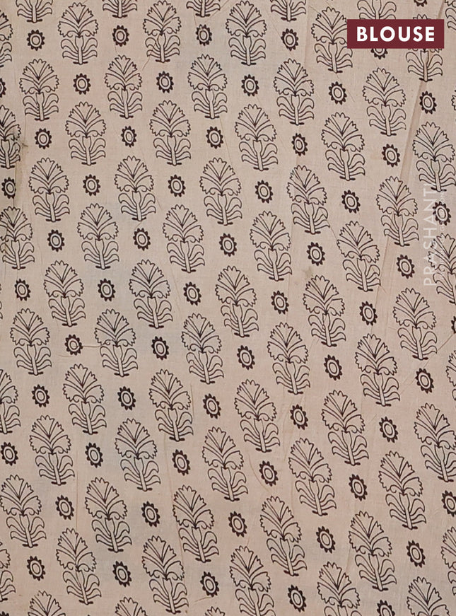 Kalamkari cotton saree teal green and black with allover prints and printed border