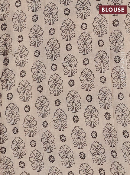 Kalamkari cotton saree black and beige with allover prints and printed border