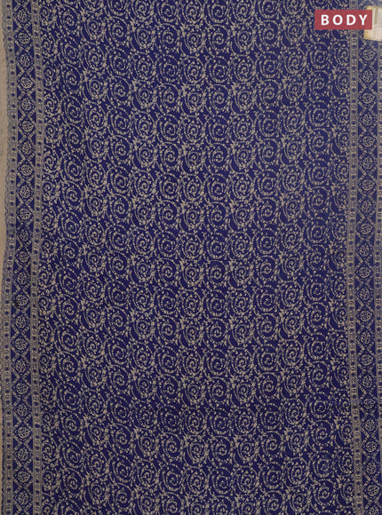 Kalamkari cotton saree blue and beige with allover batik prints and printed border
