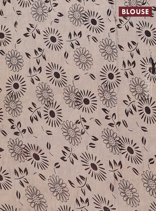 Kalamkari cotton saree lavender and beige with allover batik prints and printed border