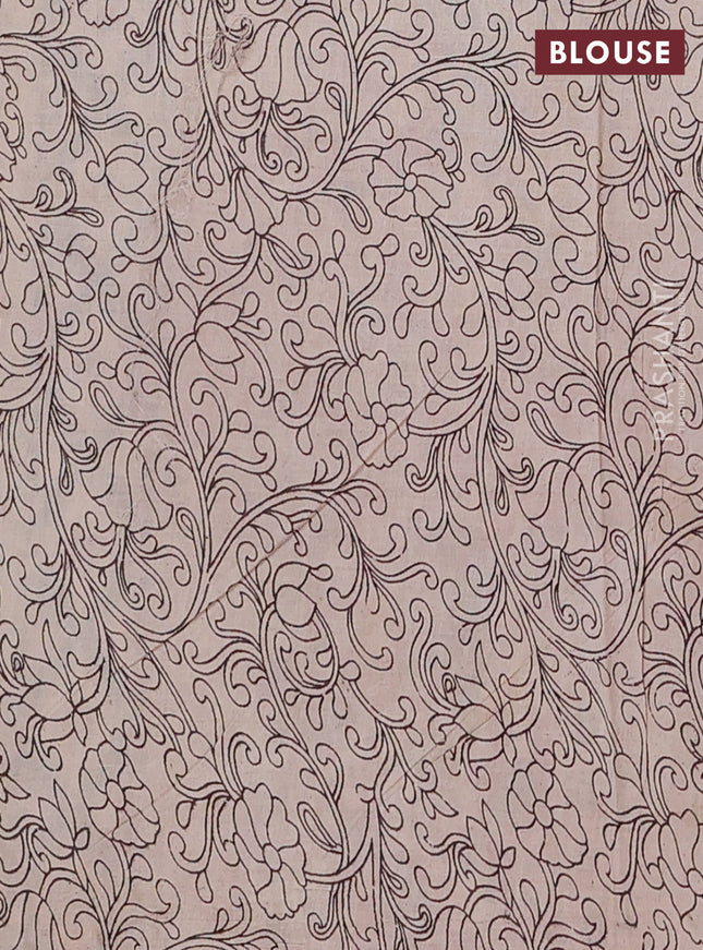 Kalamkari cotton saree black and maroon with allover prints and printed border