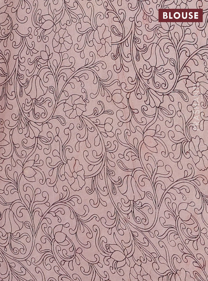 Kalamkari cotton saree maroon and yellow with allover prints and printed border