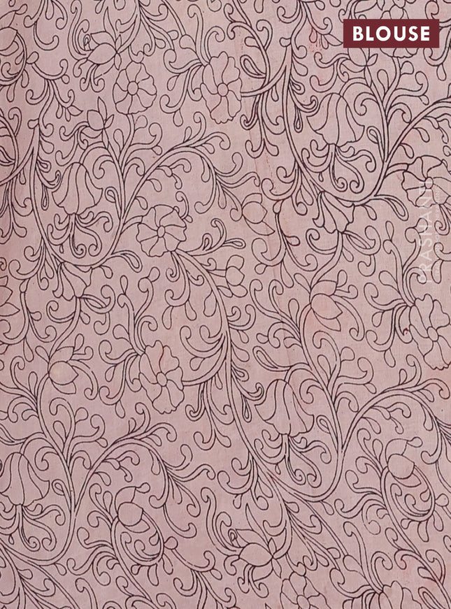 Kalamkari cotton saree maroon and yellow with allover prints and printed border