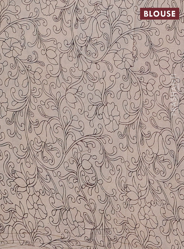Kalamkari cotton saree cs blue and blue with allover prints and printed border