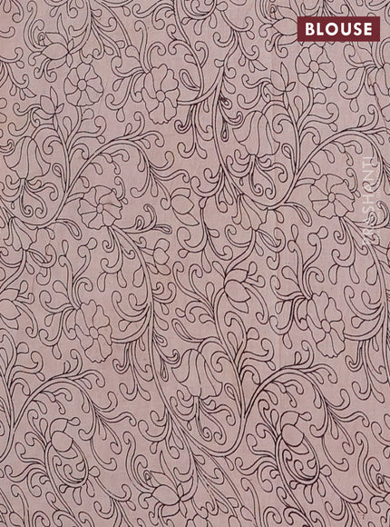 Kalamkari cotton saree beige and maroon with allover prints and printed border