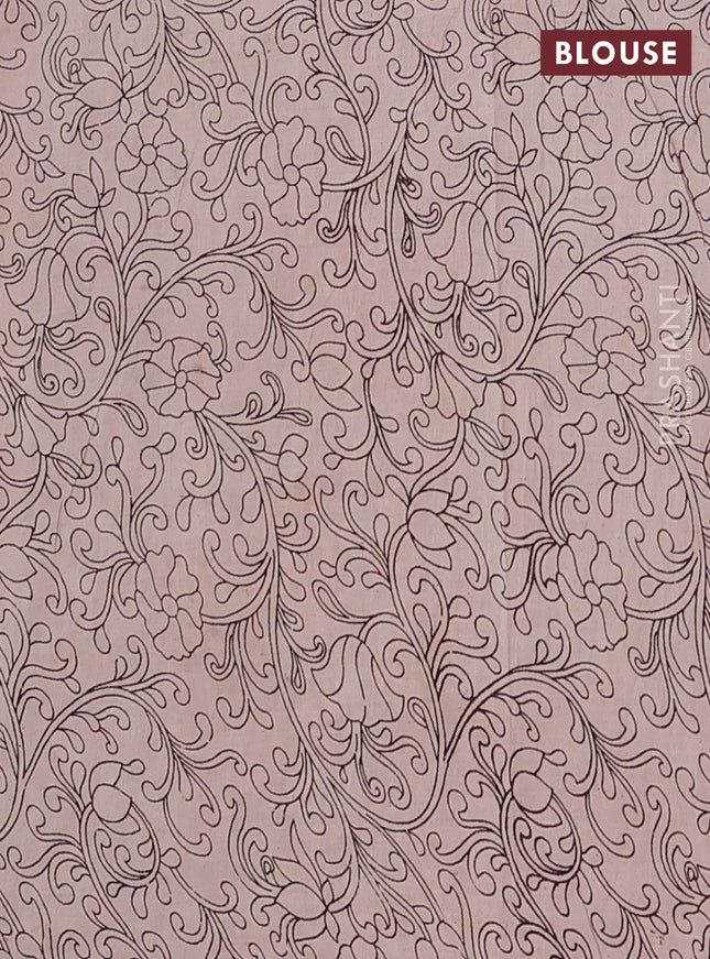 Kalamkari cotton saree beige and maroon with allover prints and printed border