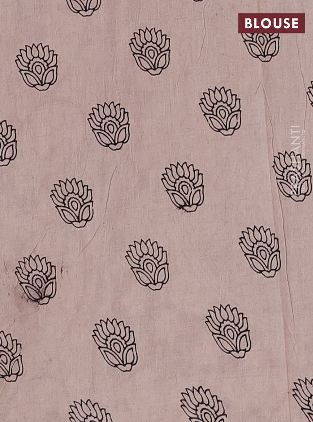 Kalamkari cotton saree black and maroon with allover prints and printed border
