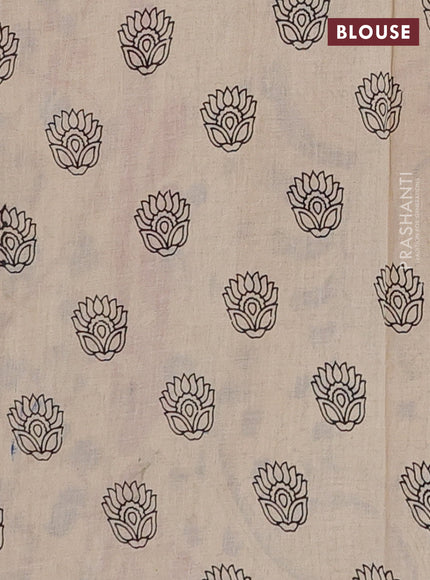 Kalamkari cotton saree blue and pink with allover prints and printed border