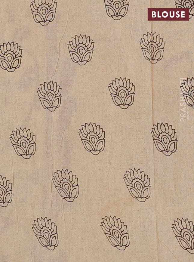 Kalamkari cotton saree wine shade and light green with allover prints and printed border