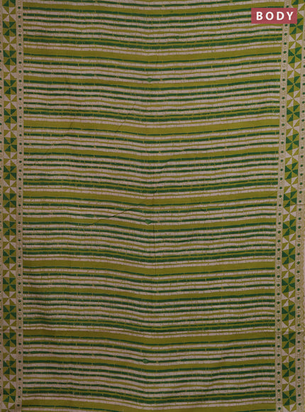 Kalamkari cotton saree light green and green with allover prints and printed border