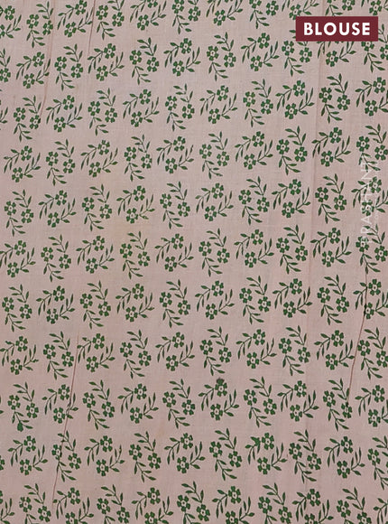 Kalamkari cotton saree light green and green with allover prints and printed border