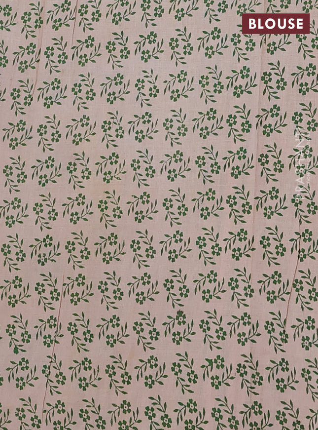 Kalamkari cotton saree light green and green with allover prints and printed border