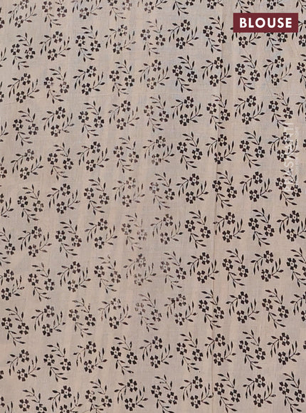 Kalamkari cotton saree black and beige with allover prints and printed border