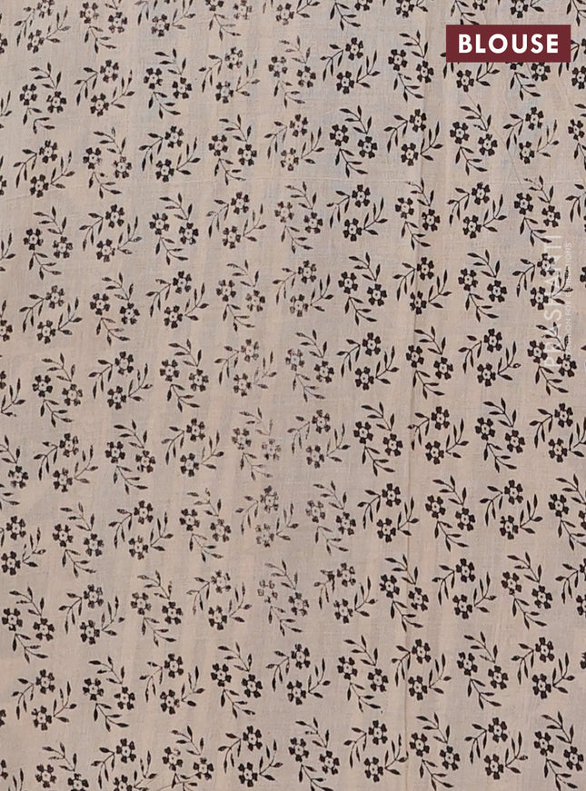 Kalamkari cotton saree black and beige with allover prints and printed border