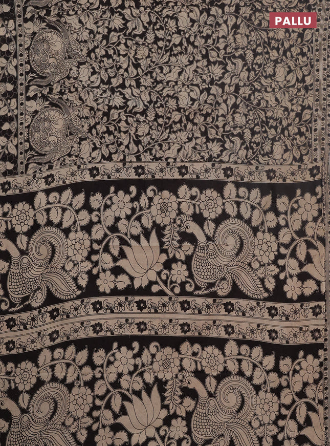 Kalamkari cotton saree black with allover prints and printed border