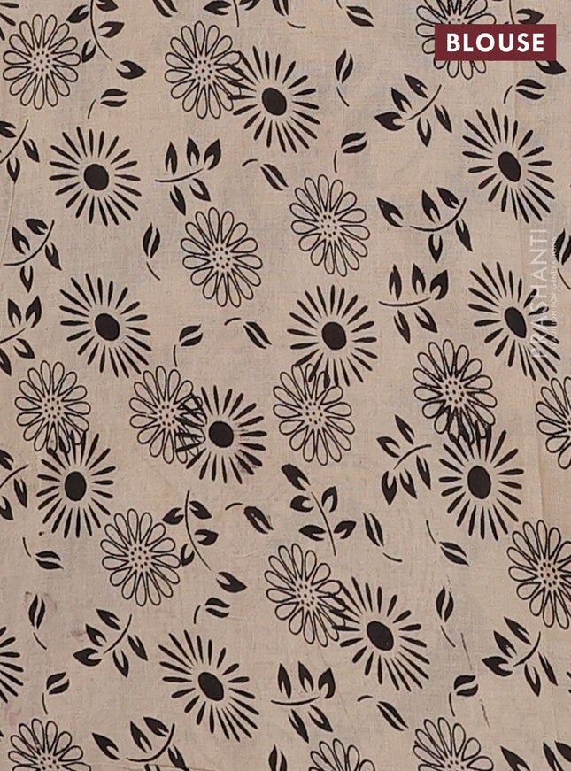 Kalamkari cotton saree black with allover prints and printed border