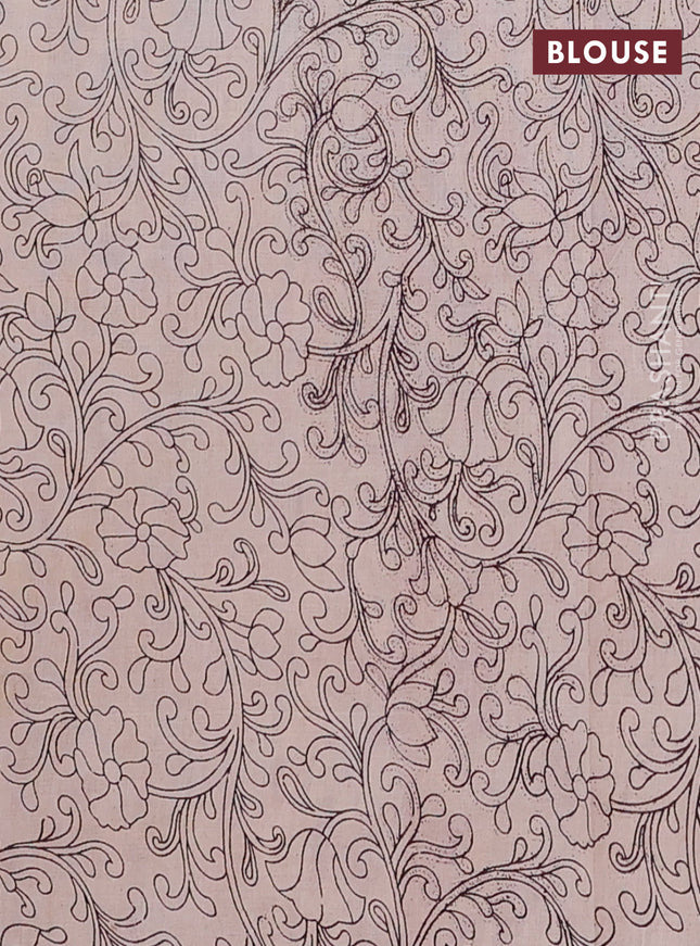 Kalamkari cotton saree yellow and maroon with allover prints and printed border