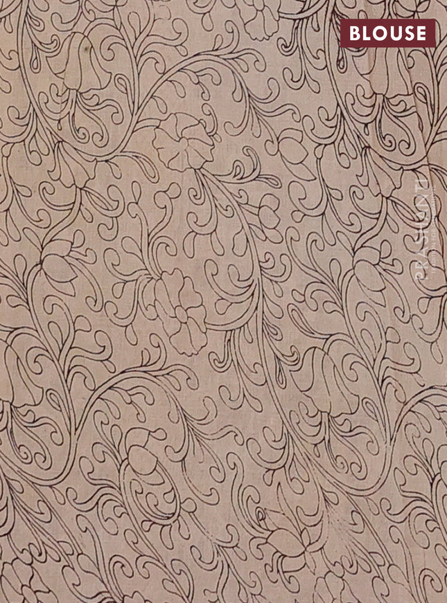 Kalamkari cotton saree mehendi green and wine shade with allover prints and printed border